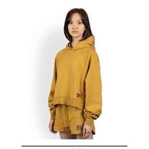 Just Attitude 1987 Cropped Hoodie Oversized Mustard Streetwear Cozy M